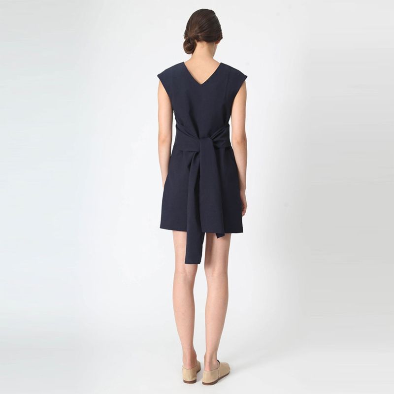 Palermo Tie Back Sash Dress In Pirate Black image