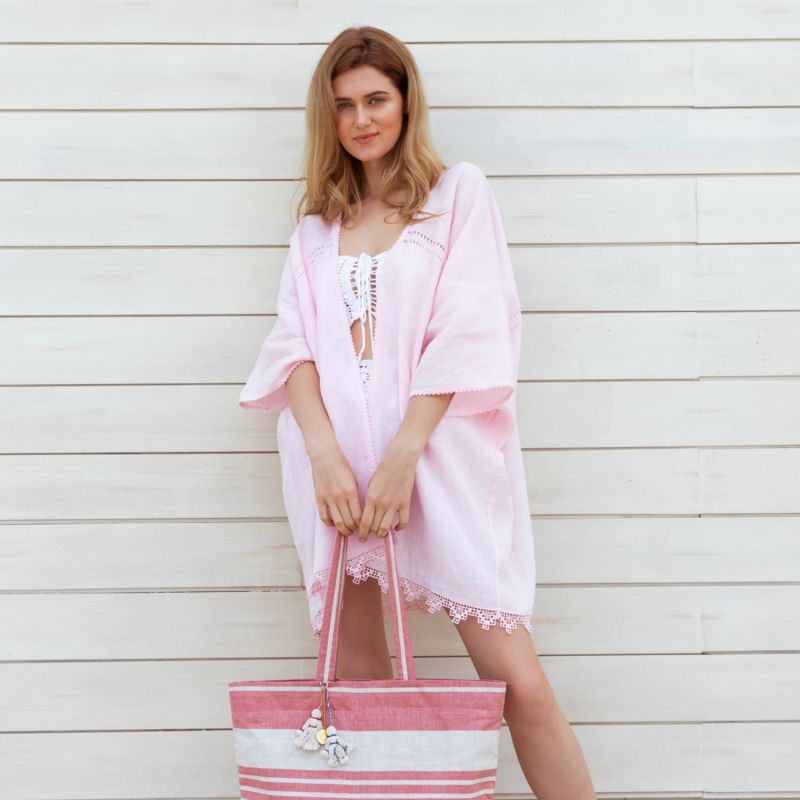 Yaroslavna Beach Kimono Cover-Up In Blush Pink image