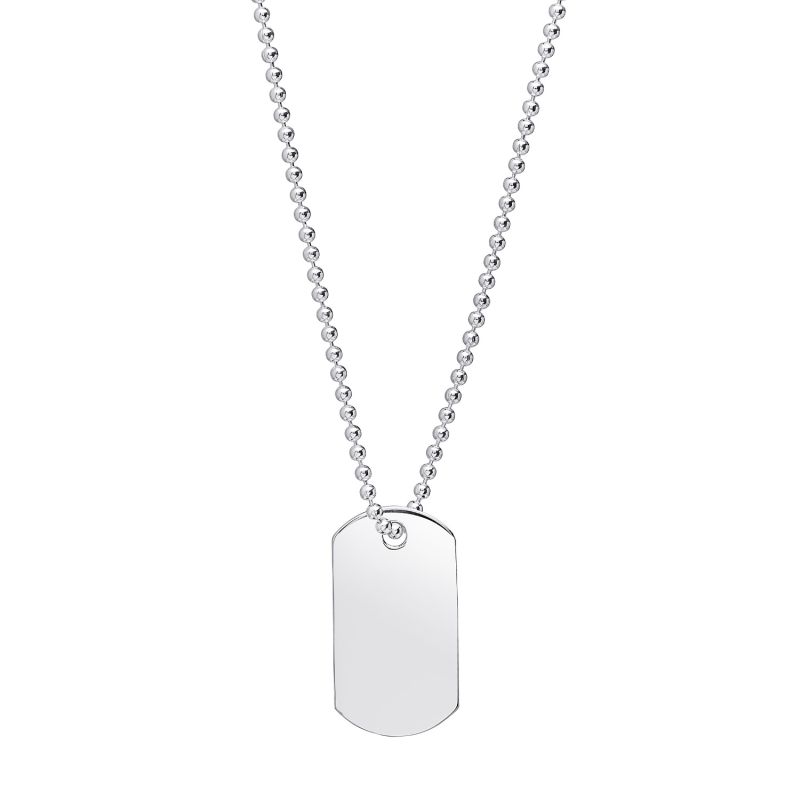 LOUIS VUITTON Sterling Silver LV Dog Tag Necklace 201722