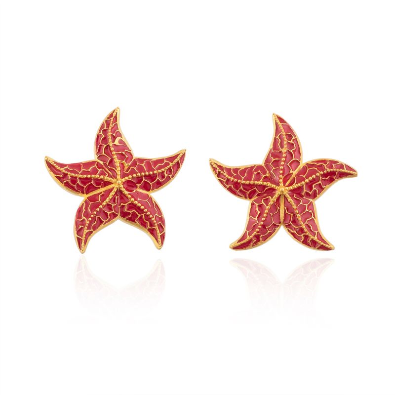 Red Starfish Earrings image