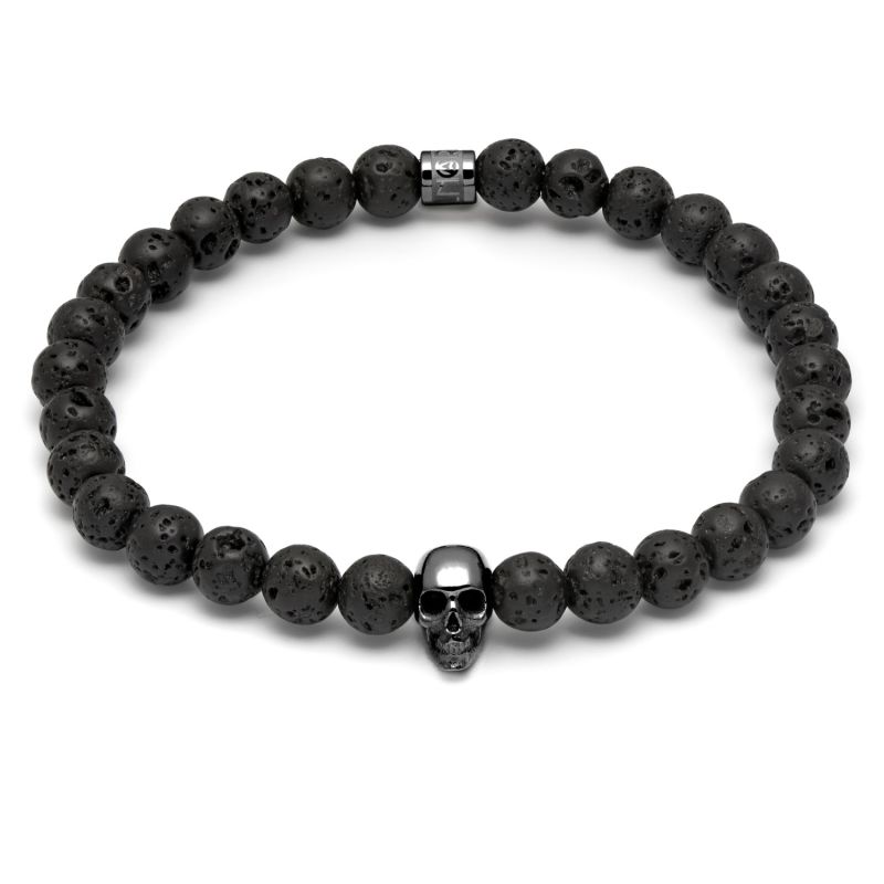 Lavastone & Gunmetal Atticus Skull Bracelet image