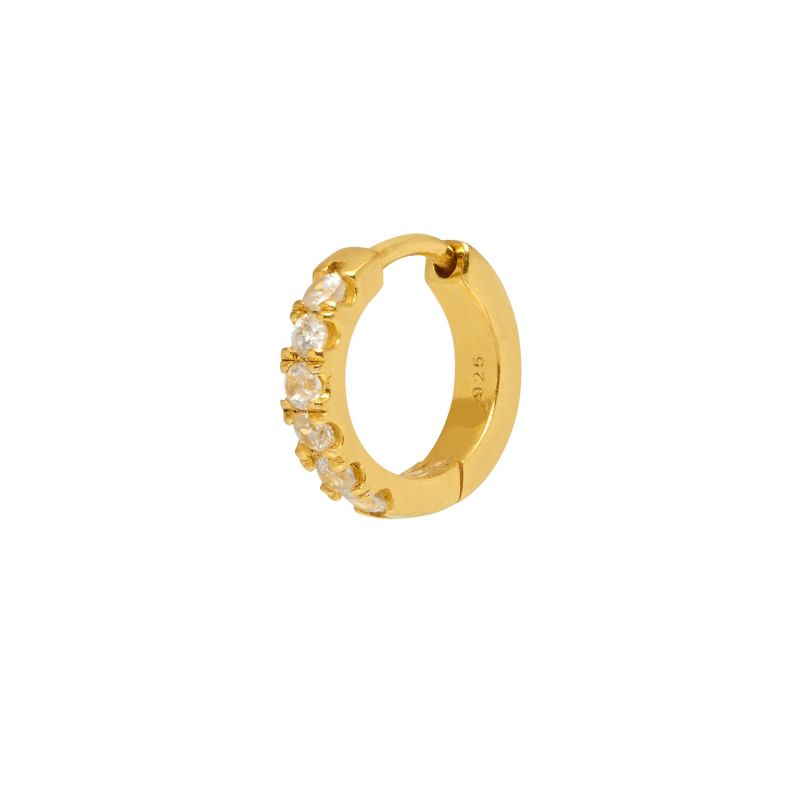 White Topaz Hoop Earring In Gold image