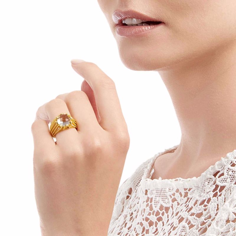 Gold Cocktail Ring Green Amethyst Alessia image