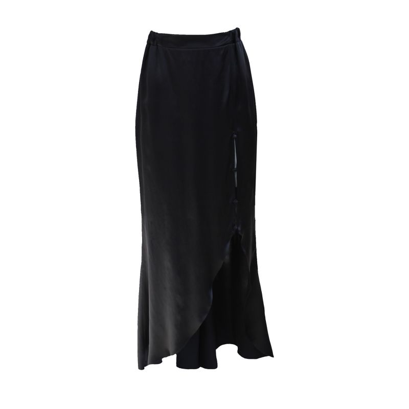 Godet Skirt With Slit Black image