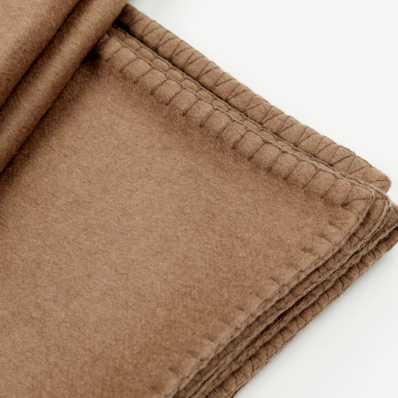 Cashmere Throw - Taupe With Blanket Stitching image