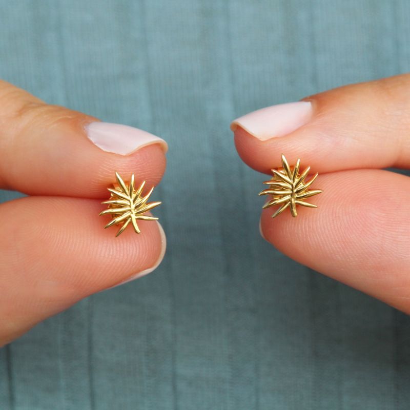 18K Gold Vermeil Palm Leaf Studs image