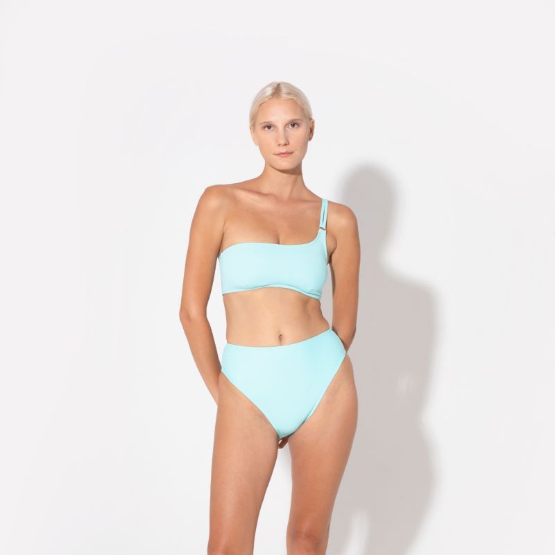 Annie One Shoulder Bandeau Top Aqua image