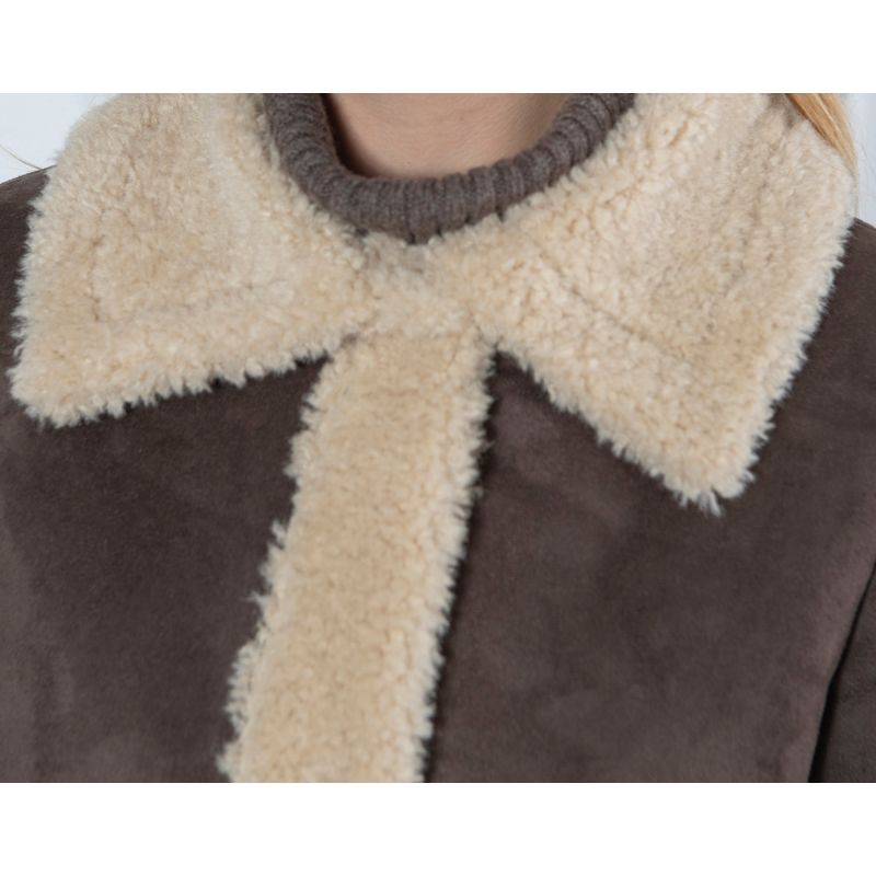 Ruby Long Faux Shearling Coat Brown image