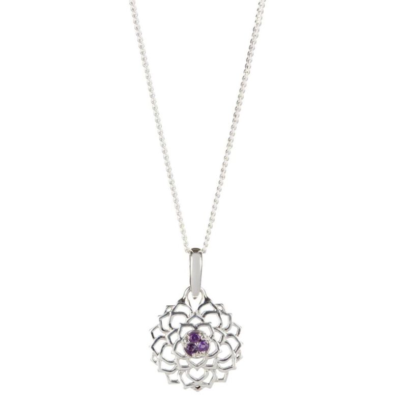 Crown Chakra Silver Necklace - Amethyst image