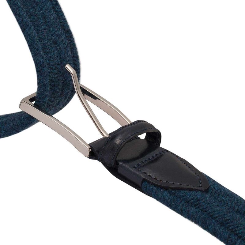 Elastic Braided Wool Belt Blue Fabrizio image