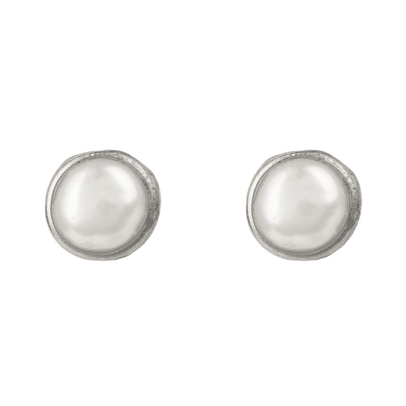 Petite Stud Earrings Sterling Silver White Pearl image