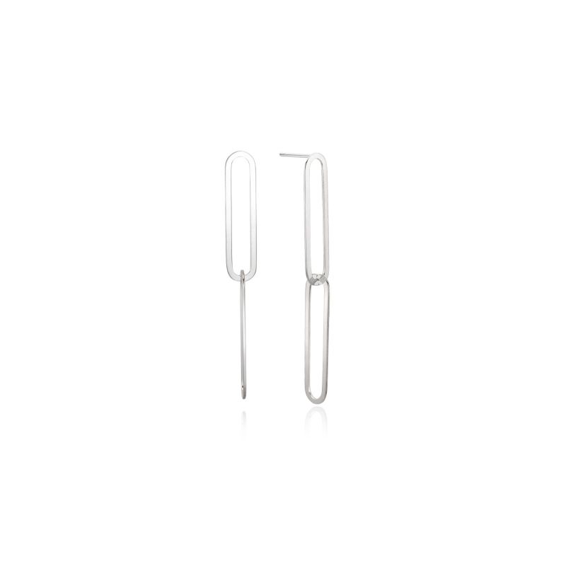 Rascas Raca Flat Drop Chain Earrings In White Gold image