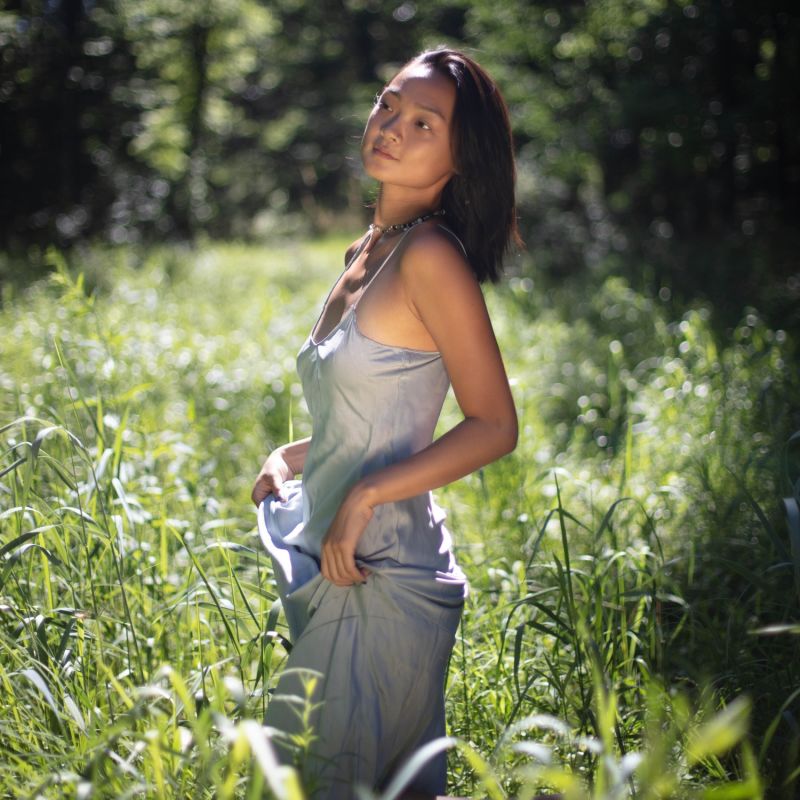 Natural Dyed Prairie Wildrye Slip Dress In Tall Bell Flower image