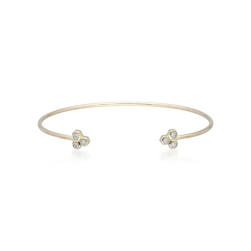 Diamond Trilogy Geometric Bangle In Yellow Gold image