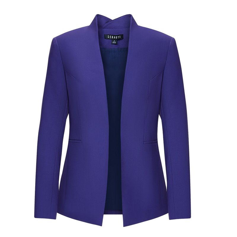 Purple Nicole Seasonless Extra Fine Merino Wool Crossover Collar Blazer image