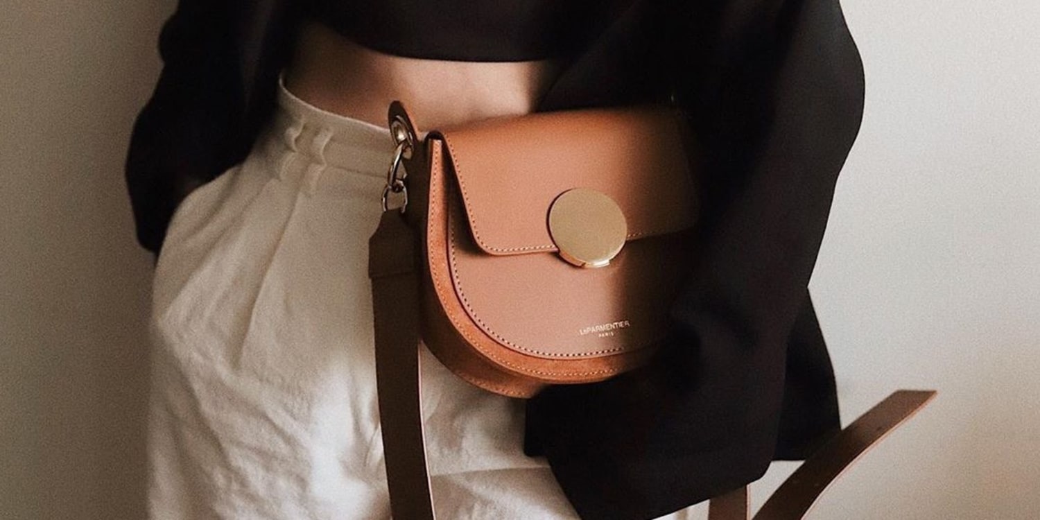 Le parmentier yucca suede and leather shoulder bag best sale