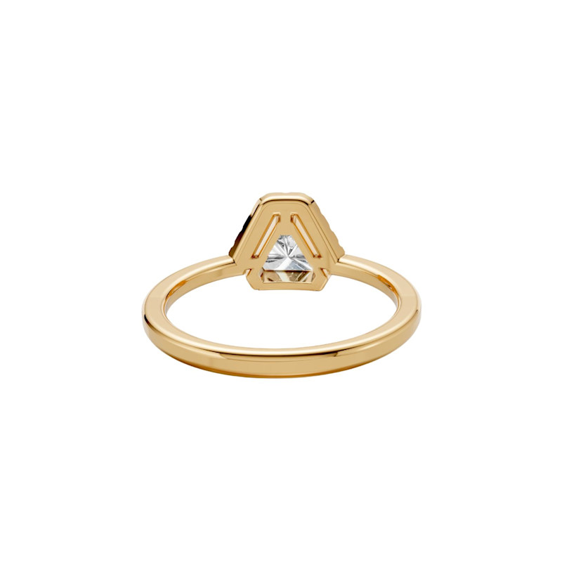 Thumbnail of 0.90 Ct Trillion Cut Lab Grown Diamond Halo Ring In 14K Yellow Gold image