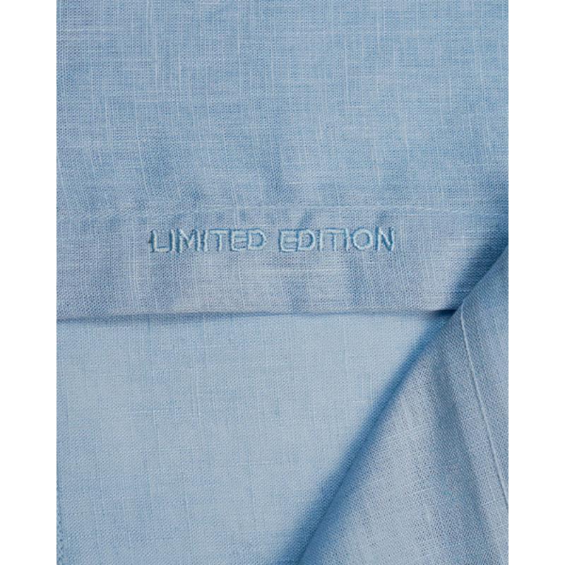 Thumbnail of 100% Linen Button Short Sleeve Button Down Shirt - Light Blue image