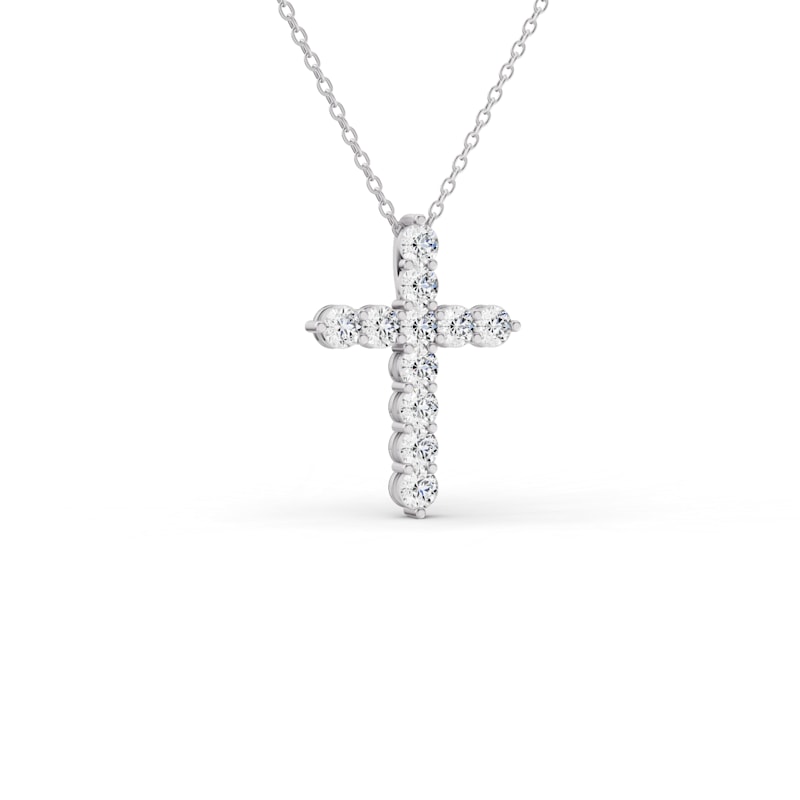 Thumbnail of 14K Gold 0.25 Ct Cross Pendant Necklace With Lab Diamonds - White Gold image