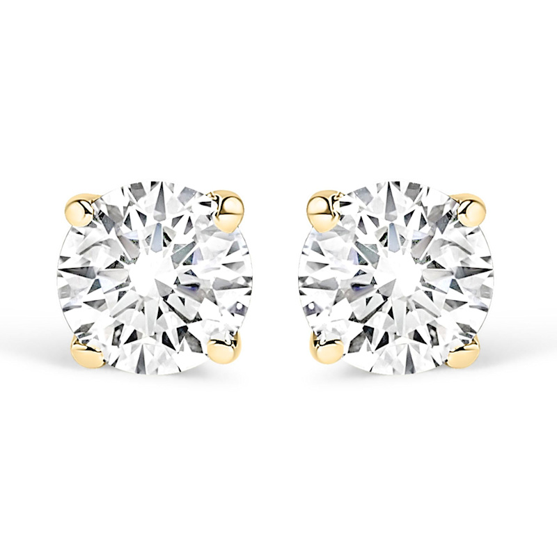 14K Gold 1/2 Cttw Lab Grown Diamond Solitaire Stud Earrings - White ...