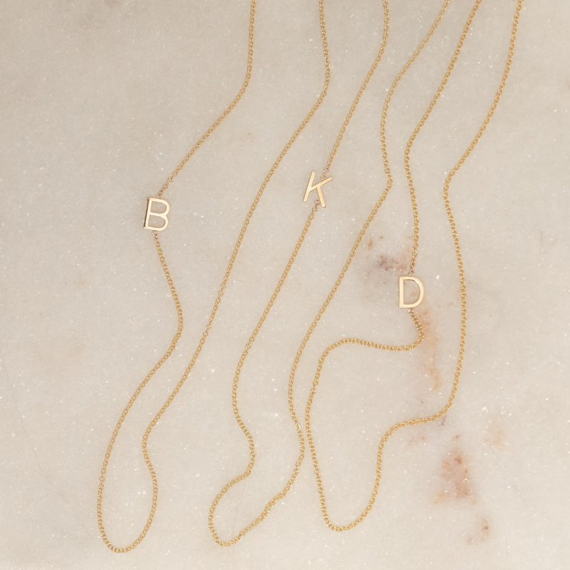 Thumbnail of 14K Gold Asymmetrical Letter Necklace - Yellow Gold - 16" image
