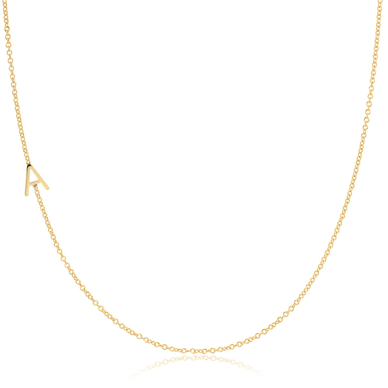 Thumbnail of 14K Gold Asymmetrical Letter Necklace - Yellow Gold - 16" image