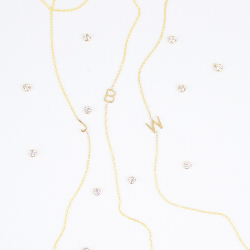 Thumbnail of 14K Gold Asymmetrical Letter Necklace - Yellow Gold - 16" image