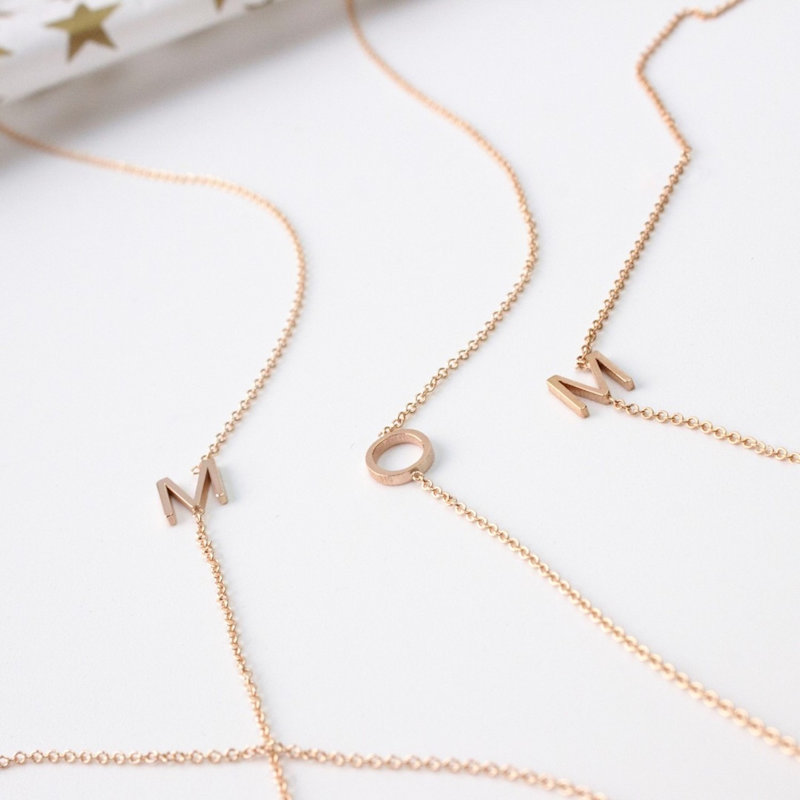 Thumbnail of 14K Gold Asymmetrical Letter Necklace - Yellow Gold - 16" image