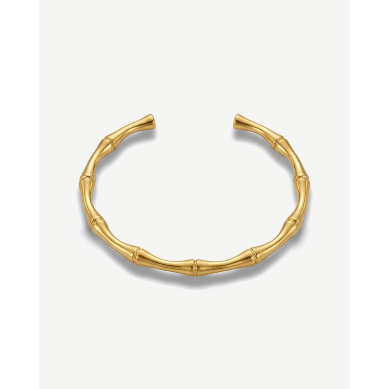 Thumbnail of 14K Gold Band Bamboo Stackable Bangle image
