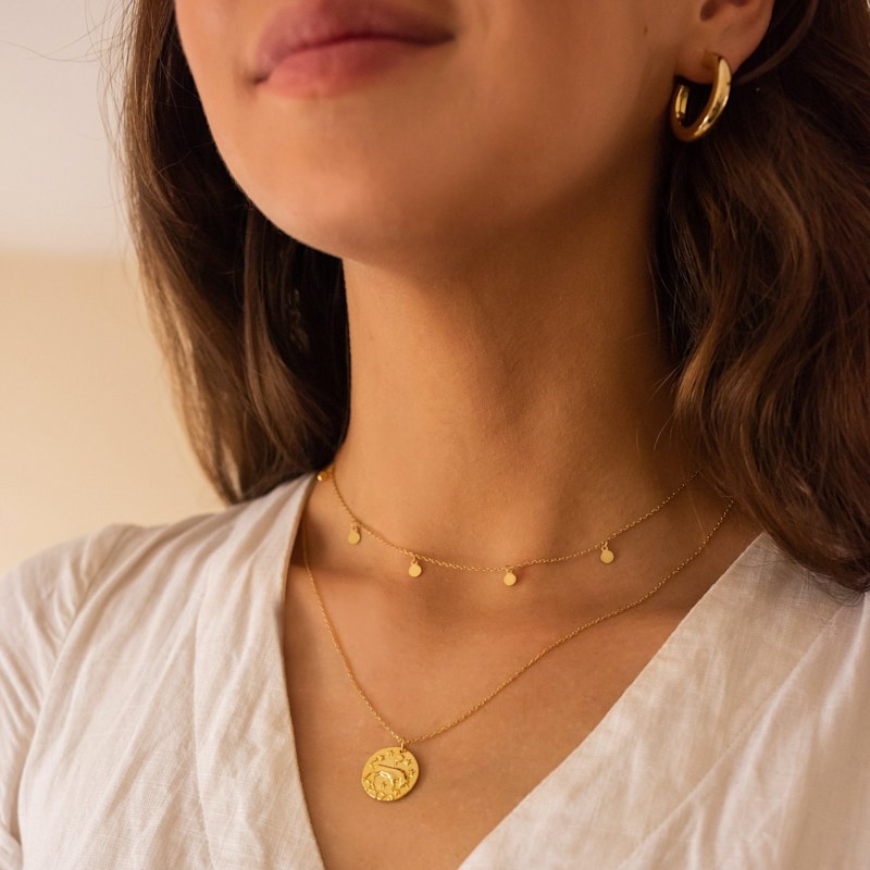 Thumbnail of Gold Bull Coin Necklace image