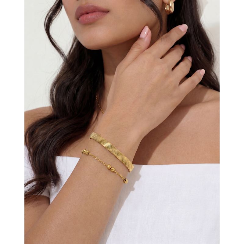 Thumbnail of 14K Gold Double Beaded Satellite Chain Bracelet image