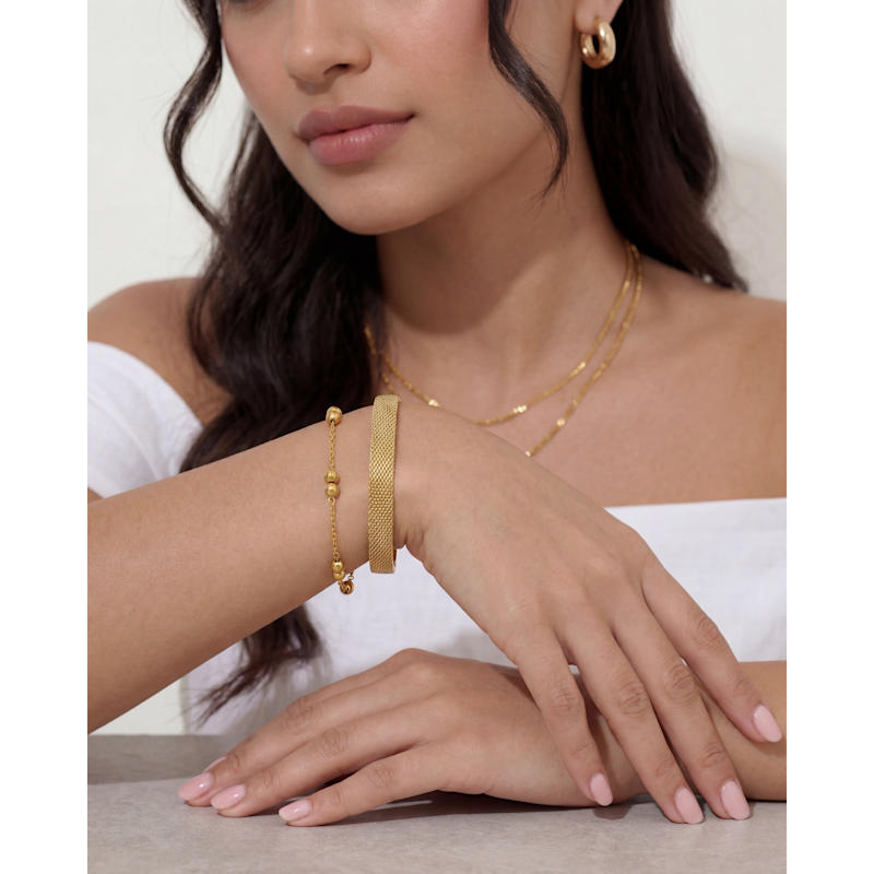 Thumbnail of 14K Gold Double Beaded Satellite Chain Bracelet image