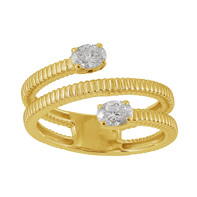 Round Diamond Open Wrap Ring in 14K Yellow Gold | Artisan | Wolf & Badger