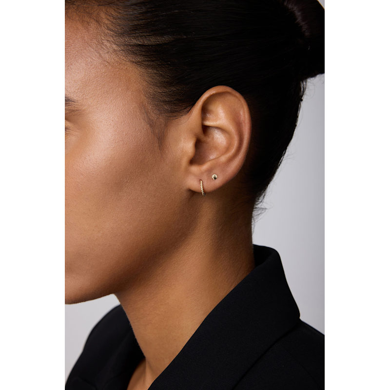 Thumbnail of 14K Recycled Solid Yellow Gold Rope Huggie Earrings image