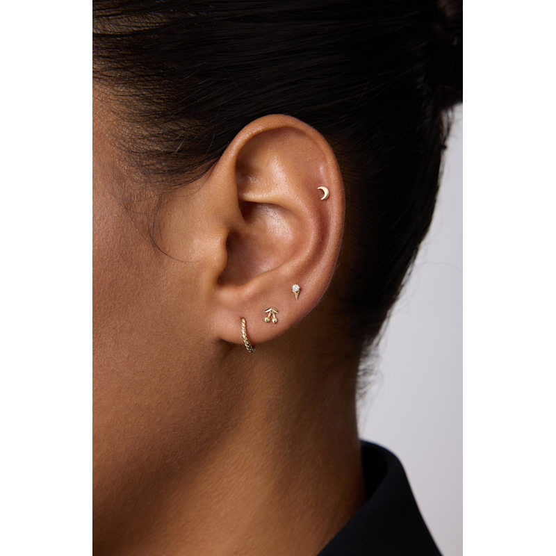 Thumbnail of 14K Recycled Solid Yellow Gold Rope Huggie Earrings image