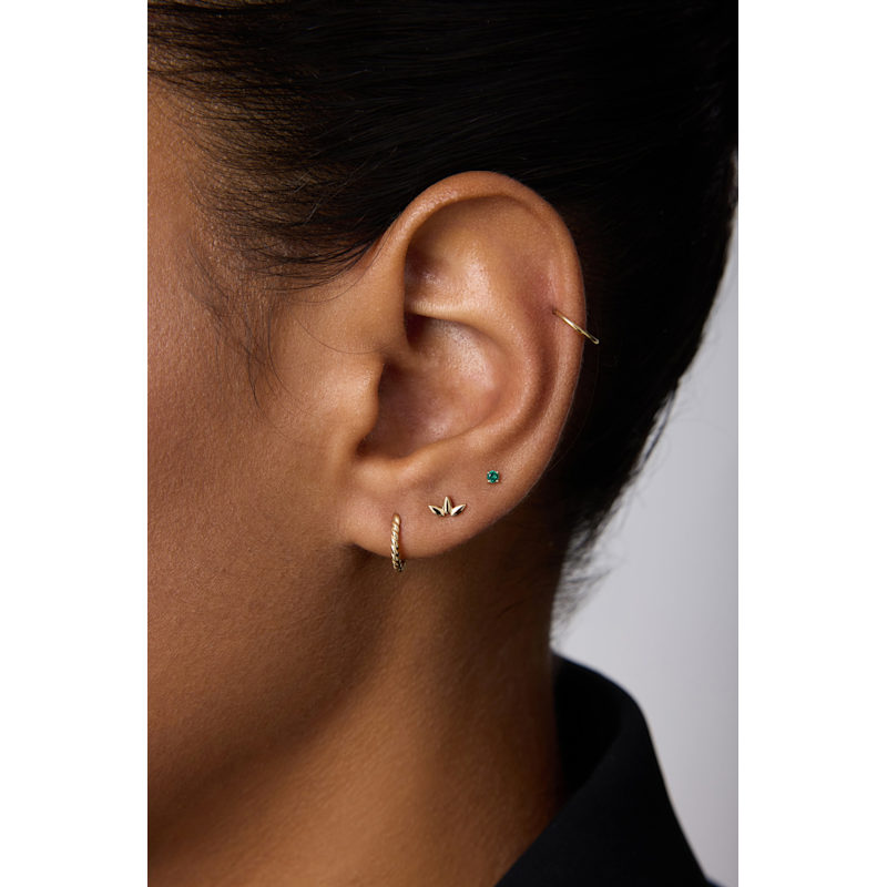 Thumbnail of 14K Recycled Solid Yellow Gold Rope Huggie Earrings image