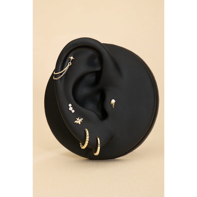 Thumbnail of 14K Recycled Solid Yellow Gold Rope Huggie Earrings image