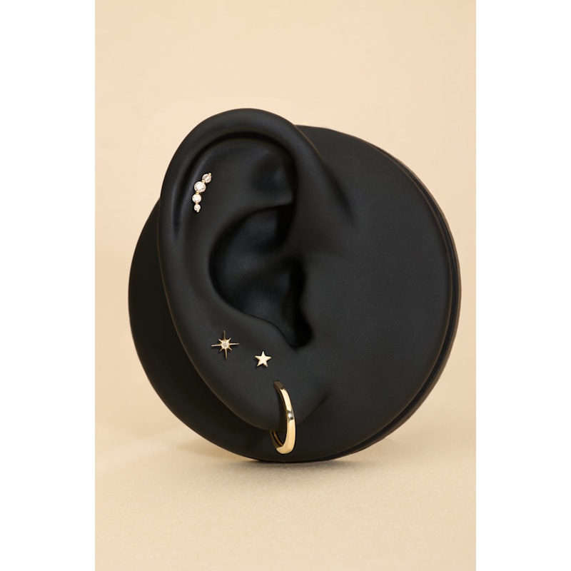 Thumbnail of 14K Recycled Solid Yellow Gold Plain Huggie Earring image