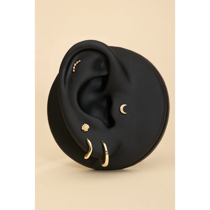Thumbnail of 14K Recycled Solid Yellow Gold Plain Huggie Earring image