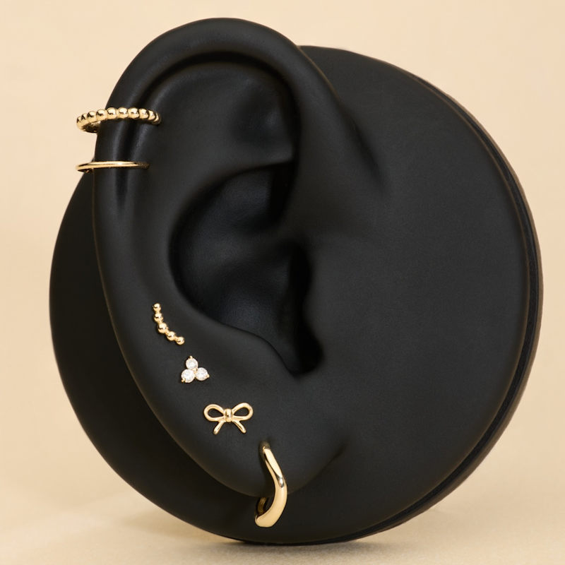 Thumbnail of 14K Solid Yellow Gold Curved Ball Flat Back Stud image