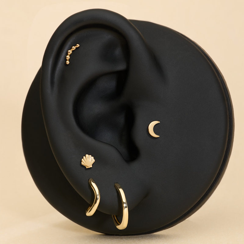 Thumbnail of 14K Solid Yellow Gold Curved Ball Flat Back Stud image