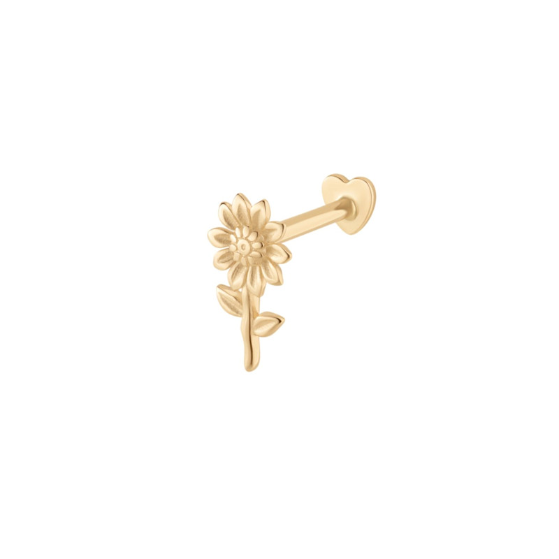 Thumbnail of 14K Solid Yellow Gold Sunflower Flat Back Stud image