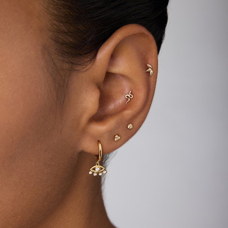 Thumbnail of 14K Solid Yellow Gold Trinity Flat Back Stud image