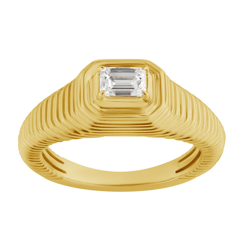 Thumbnail of 14K Yellow Gold Emerald Cut Diamond Statement Ring image