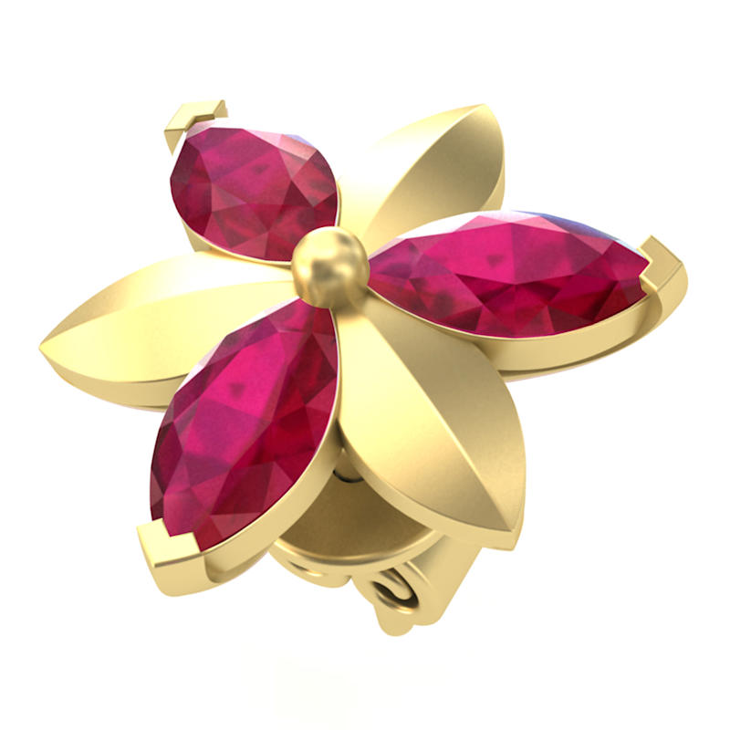 Thumbnail of 14K Yellow Gold Marquise Cut Ruby Stud Earrings image