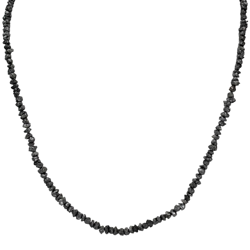 Thumbnail of 16"-19" Adjustable Length Genuine Black Diamond Rough Strand Necklace - 45.00 Carat Diamond Weight image