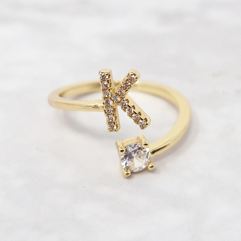 Thumbnail of Gold Plated Adjustable Personalised Initial Ring image