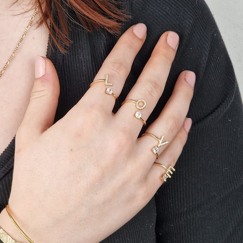 Thumbnail of Gold Plated Adjustable Personalised Initial Ring image