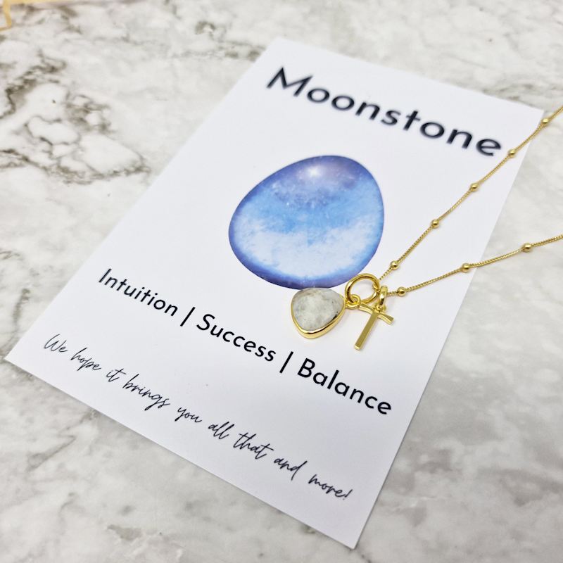 Thumbnail of Gold Vermeil Plated Moonstone Initial Charm Necklace image