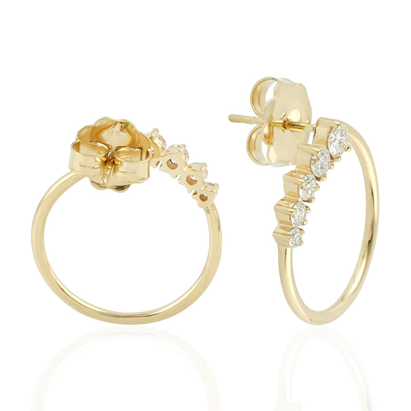Thumbnail of Diamond Open Hoop Earrings in 18K Yellow Gold image